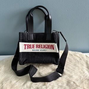 True Religion Mini Black Denim Tote Bag